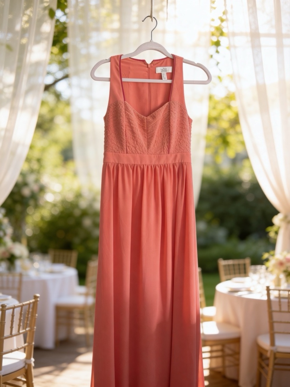 Chelsea & Violet Coral Textured Bodice Maxi Dress